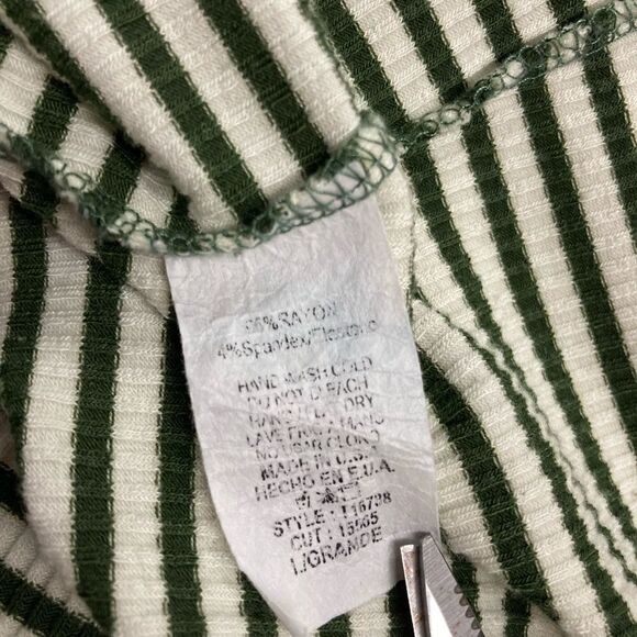 FLAMINGO URBAN,Green & Ivory striped dress, Sz L - Picture 3 of 9